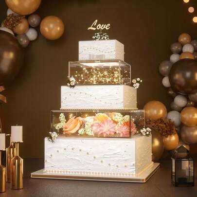 1 Stück Acryl Kuchenständer, klarer Präsentationsständer zum Befüllen, Dessert- und Brothalter, Acryl Kuchenständer für Hochzeit, Geburtstag, Party, Kuchendekoration, Geschirr