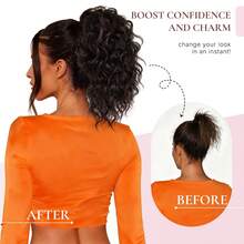 12英寸爪夹式马尾接发 - 卷曲马尾接发，爪夹式马尾接发，合成夹式马尾接发 - 彩色 - 查看 4