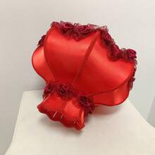 Elegant & Dreamy Large Red Princess Lamp Shade, Romantic Rose Shaped Lace Lamp Shade With Beaded Tassel Design (Lamp Shade Only) - Bright Red Lampshade - View 6