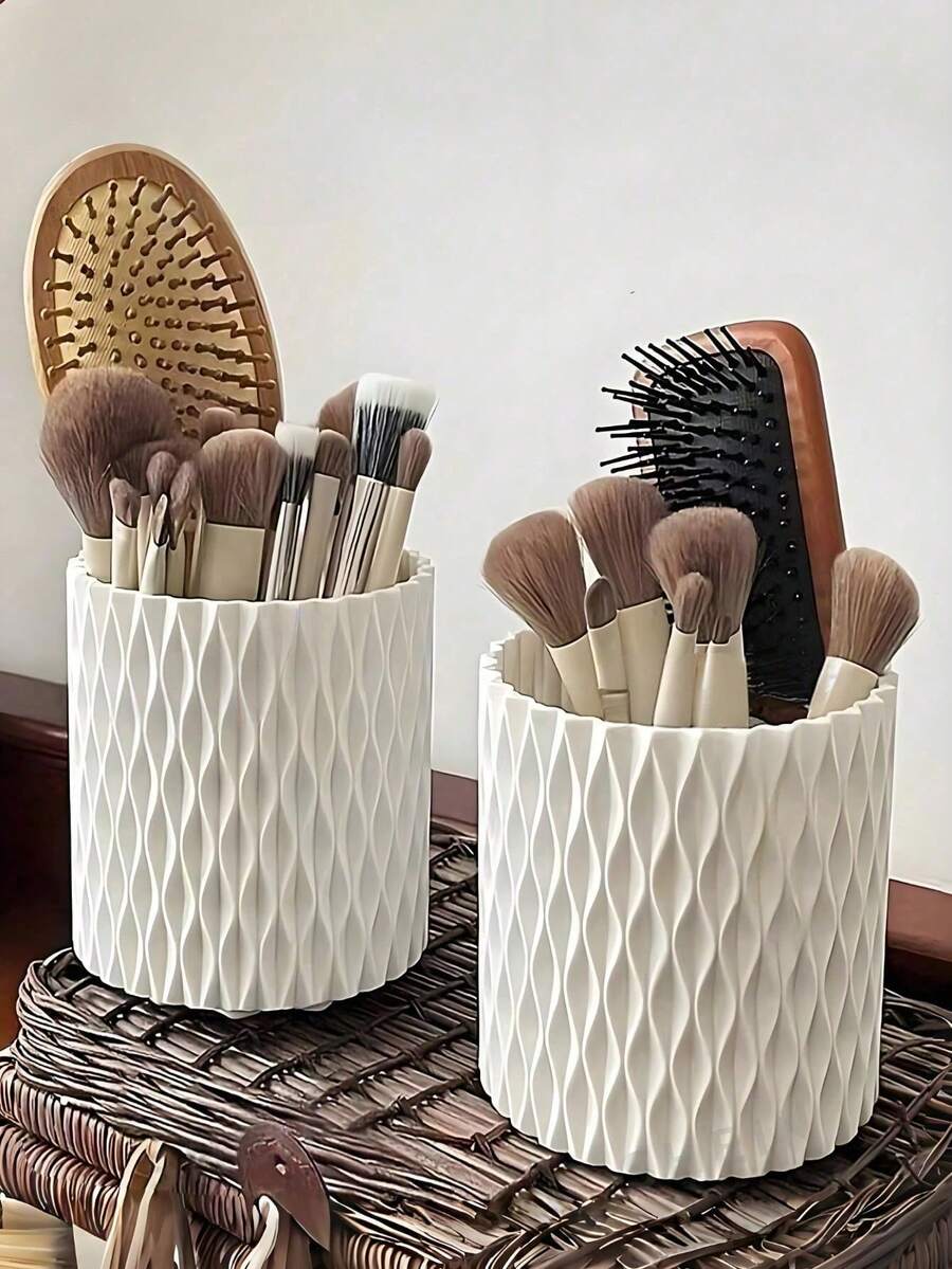 1pc 360° Rotating Makeup Brush Holder, Multi-Functional Desktop Organizer, Can Hold Lipsticks, Eyebrow Pencils, Skincare Products And Stationery, Perfect Birthday/Wedding Gift For Parents, Friends, Teachers, Also Suitable For Vanity Table