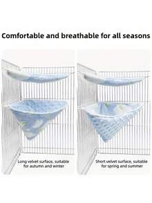 1 Set 2-In-1 Reversible Candy Slide Hammock - Plush Trim For Summer, Flannel Trim For Winter, Includes Triangle Bed And Jumping Platform - Suitable For Squirrel, Parrot, Hamster Cage Accessories