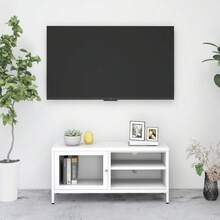 vidaXL Mobile TV Bianco 90x30x44 cm Acciaio e vetro - Bianco - Visualizzare 2