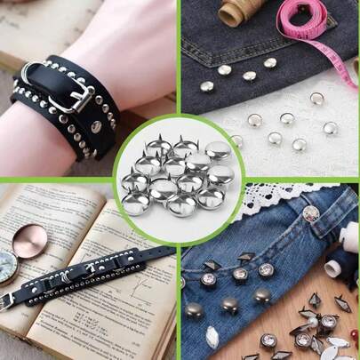 50pcs/100pcs Silver Round 4-Prong Rivet DIY Clothing Accessories, Suitable For Garments, Shoes, Bags And Hats