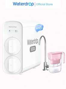 Filtro de agua de ósmosis inversa Waterdrop G5P500A con mineral alcalino pH+, certificado NSF/ANSI 58 y 372, sistema de 7 etapas, sistema de filtración de agua de 500G RO, 2:1 puro a drenaje, reduce TDS, regalo del Día de San Valentín, compra ahora y recibe GRATIS una jarra de filtro de agua - Blanco alcalino - Ver 1