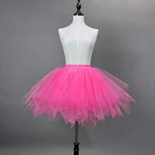 蓬蓬蓬裙，不对称衬裙，公主裙，多层薄纱裙，无骨裙，适合节日、舞台、宴会、表演、角色扮演、舞蹈、节日装饰、婚礼新娘/伴娘衬裙，现有黑色、红色、浅蓝色、紫红色、橙色、荧光绿、粉色可选。 - 多色 - 查看 7