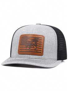 1pc Men's Fashion Richardson Label Wild Horse Pattern Flat Edge Hat, Embroidered Flat Edge Hip Hop Hat, Fashionable Outdoor Adjustable Neutral Couple Baseball Cap (Polyester) With Embroidered Decoration, Hip Hop Endless Hat With Letter, Animal & Geometric Pattern, Casual Street Party Style, Polyester Printed Patchwork Baseball Cap, Suitable For All Seasons - Car Stickers - View 5