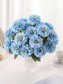 1束人造七头牡丹花束，人造芙蓉花束，适用于家居装饰、婚礼装饰、新娘手捧花、卧室客厅装饰、花瓶装饰、餐桌摆饰、情人节装饰、情人节礼物、户外花园装饰、庭院装饰、生日礼物、春夏装饰、玫瑰