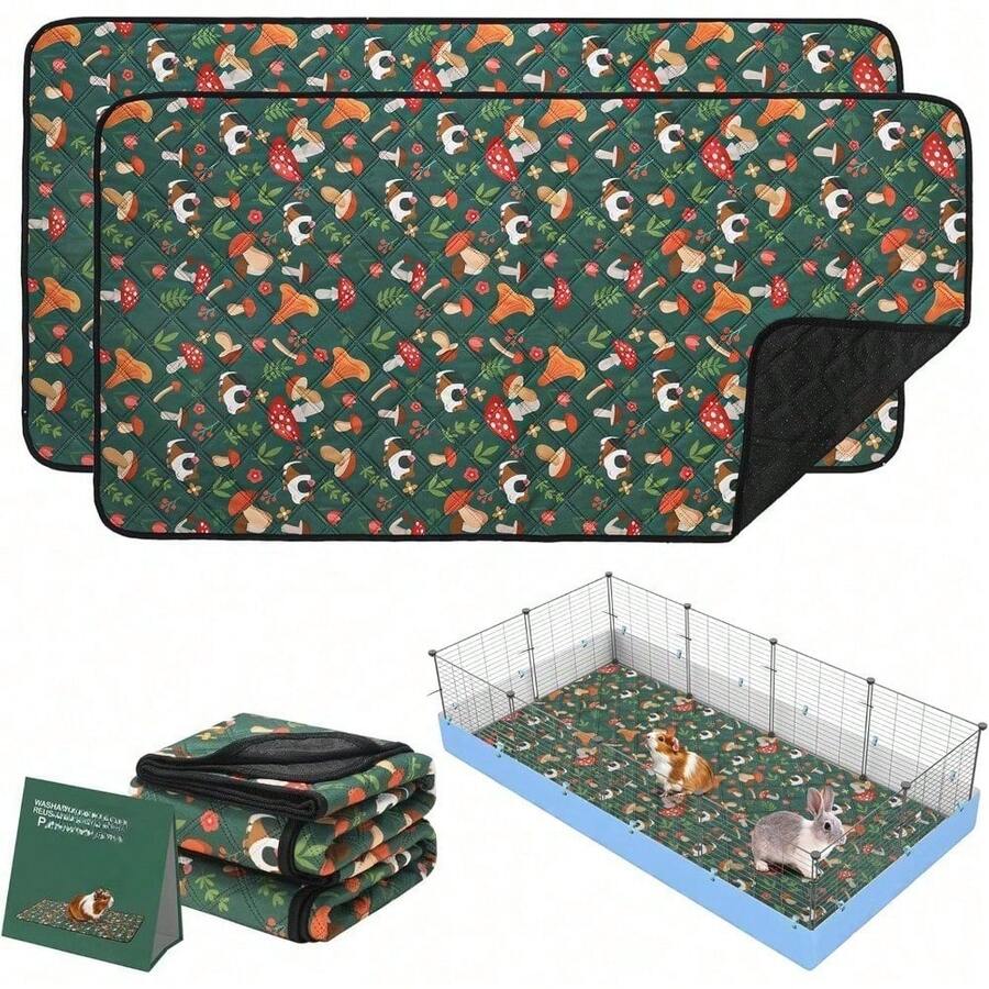 1 Pack Washable Guinea Pig Cage Liner, Reusable Guinea Pig Mat, Waterproof Super Absorbent Pee Pads For Small Animals - Multicolor - View 1