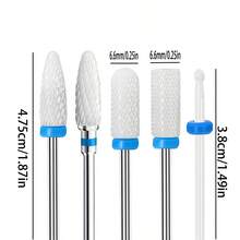 5pcs Ceramic Tungsten Steel Nail Drill Bits, Rotary Files, Milling Cutter Heads For Electric Nail Grinder, Suitable For Nail Care, Cuticle Removal, Gel Removal, Home Nail Salon Use - Multicolor - View 5