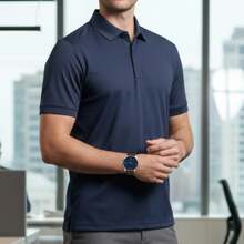 Men's Polo Shirt In Comfortable Cool Silk - 橄欖綠 - 查看 2