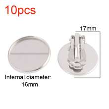 10 piezas de clips de oreja redondos de acero inoxidable, suministros para hacer joyas con ganchos de clip hechos a mano para cabujones y botones de 8-16 mm - Clip de oreja de disco redondo n.° 10 - Ver 11