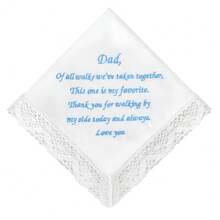 Wedding Handkerchiefs Something Blue For Bride, Mother Of The Bride Gifts Embroidered Lace Keepsake Bridal Hankies - 新娘的父親 - 查看 1