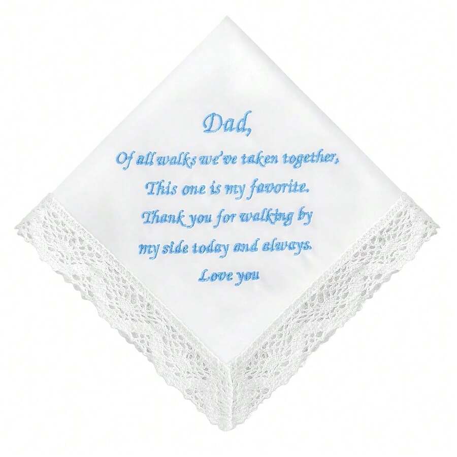 Wedding Handkerchiefs Something Blue For Bride, Mother Of The Bride Gifts Embroidered Lace Keepsake Bridal Hankies - 新娘的父親 - 查看 1