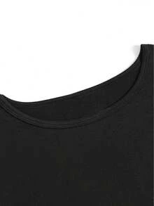 Damen Halloween Grafik T-Shirt mit Aufdruck "ICH RIECHE KINDER", Kurzarm Rundhals Lässig Top mit Gespenstern, Spukhaus und gruseligen Elementen - Schwarz - Übersicht 3