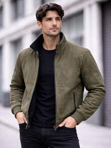 Men's Reversible Double-Sided Twill Jacket – 2 Colors In 1 | Premium Casual Style - 綠色 - 查看 3