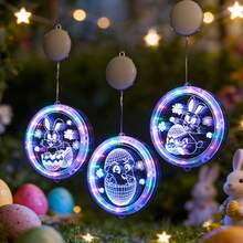 مصباح معلق للعيد، متوفر بأنماط متعددة، مصباح معلق مضيء بشكل بيضة عيد الفصح والأرنب، ديكور جو العطلات للخزانة والنافذة الداخلية، مصباح بكوب شفط، أضواء LED متعددة الألوان، مصباح جو العطلات، مناسب لمناسبات مختلفة، ديكور، إضاءة ليلية، تعمل ببطاريات (البطاريات غير مشمولة) - متعدد الألوان - مشاهدة 8