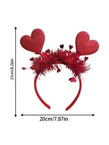 1pcs Valentine's Day Headband, Heart-Shaped Hair Hoop, Wedding Atmosphere Decor, Valentine's Party Supplies, Bridal/Bridesmaid Headpiece - Đỏ - Xem 7