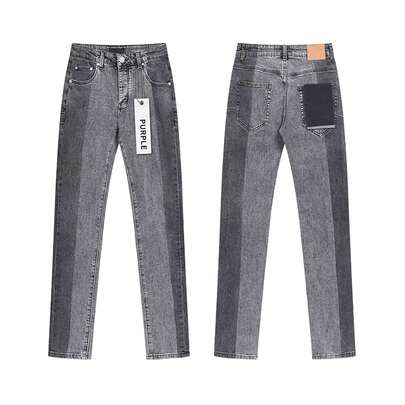 2026 Nuevo Estilo Pantalones de Mezclilla Clásicos y Versátiles para Hombres - Diseño Retro Gris y Negro - Pantalones Casuales Rectos Antiguos - Consulte la Ilustración del Modelo para Detalles