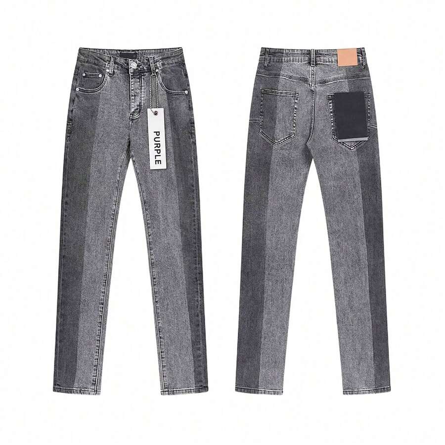 2026 Nuevo Estilo Pantalones de Mezclilla Clásicos y Versátiles para Hombres - Diseño Retro Gris y Negro - Pantalones Casuales Rectos Antiguos - Consulte la Ilustración del Modelo para Detalles - PU7027 - Ver 1