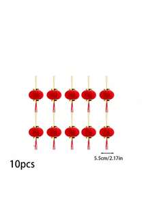 30pcs Mini Red Plush Lanterns, Auspicious Meaning, Accented With Gold, Suitable For Weddings, Chinese New Year And New Year Celebrations, Outdoor Lantern Decor - Multicolor - View 15