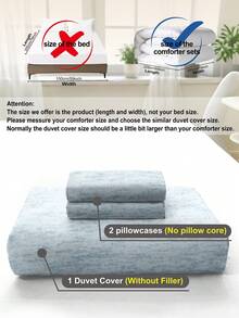 Bộ ga trải giường 3 món, thoáng khí, siêu mềm, chống xù lông, thân thiện với da, mềm mại, chống xù lông, đồ dệt gia dụng, trang trí phòng ngủ, bao gồm 1 vỏ chăn và 2 vỏ gối (không bao gồm chăn bông), trang trí nhà cửa phòng ngủ thời trang, phù hợp với giường đơn/đôi/nữ hoàng/vua, có thể giặt máy, nhiều màu sắc để lựa chọn, quà tặng lãng mạn ngày Valentine, vỏ chăn họa tiết dệt. - Nhiều màu - Xem 11