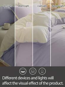 2/3件套双面被套套装 - 柔软100%涤纶面料 | 1个被套 + 1/2个枕套（不含被芯） | 现代四季皆宜的床上用品套装，适合家居/宿舍/大学/学校装饰 - 彩色 - 查看 5