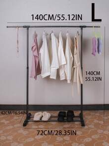 1pc Floor-Standing Clothes Drying Rack, Simple Indoor/Balcony Portable Hanging Clothes Rack For Home, Dorm, Student - Black - View 13