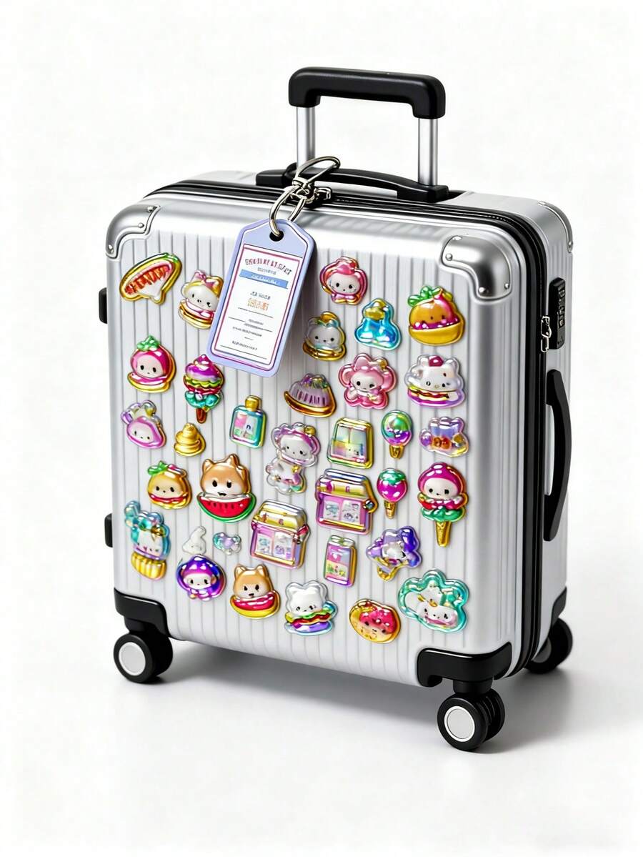 [Kawaii Aesthetic]Exquisite Multi-Style Themed 3D Raised Shiny Foam Sticker Collections - Featuring Cute Cartoon Pattern Designs With Eye-Catching 3D Stereo Sparkling Details, Multi-Surface Strong Adhesive & Residue-Free Removable Stickers | Perfect For Diary Ornaments - Multicolor - View 1