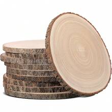 1/2/10pcs Natural Paulownia Wood Slices, Large Round Wood Slabs With Bark, Rustic Wedding Centerpieces, Cake Stand, Table Chargers, Unfinished Wood Circles For DIY Crafts & Christmas Decor - A - 查看 1