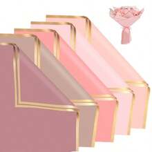 25 Sheets Flower Wrapping Paper Pink Waterproof  Bouquet Wrapping Paper For Bouquets Birthday DIY Crafts Gift Wrapping Valentine's Day 5 Color Pink Series - 5 Màu - Xem 1