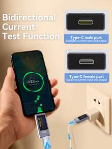 POROMETISTO UT03C 数字电压表，USB/Type-C 电流电压容量电池测试仪/充电器容量测试仪，直流 4-30V - 藍色 - 查看 11