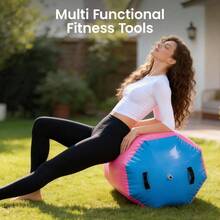 Anti Slip Inflatable Gymnastics Mat, Portable Backflip Air Cushion With Handle, Thick Flap Mat With Pump - 0.7*0.9m Pink-blue - View 4