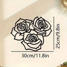2D平面三玫瑰金属墙饰 - 黑色玫瑰金属标牌，饰以精致花卉图案，经久耐用，是客厅、卧室、办公室的理想家居装饰品 - 也是乔迁、生日、情人节的完美礼物，玫瑰装饰，光滑的表面，优雅的工艺，乔迁礼物，室内设计师推荐，2D平面设计，非常适合房间装饰 - 黑色 - 查看 2
