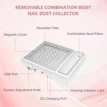 GCCSJ Nail Dust CollectorNail Dust Collector For Nail Tech & Acrylic Nail Polishing, Adjustable Speed Nails Extractor Vacuum, Powerful Vacuum Fan, Low Noise, Reusable Filter & Magnetic Detachable Nail Salon Low Noise, Easy To Clean - 預設 - 查看 3