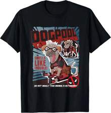 Deadpool & Wolverine Dogpool Doodle Comic Book Cover 100% Cotton T-Shirt Dark Streetwear Casual Sophisticated Tops - 黑色 - 查看 1