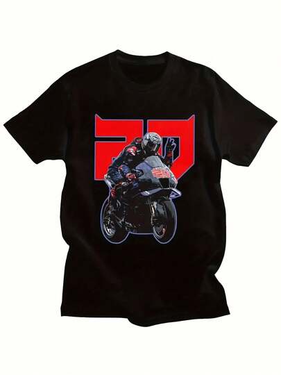 Camiseta Oficial de Motociclismo El Diablo 20 Fabio Quartararo para Hombre - Ropa de Fan, Ajuste Casual Cómodo, Camiseta de Manga Corta con Cuello Redondo y Número 72 y Gráfico de Piloto, Regalo Coleccionable de Motorsport para Fans, Ropa Casual de Verano, Camiseta Negra para Entusiastas de Motocicletas con Diseño Audaz de 20 y 72, Ideal para Fans de Deportes de Motor, Presentando a Fabio Quartararo Conduciendo la Motocicleta El Diablo
