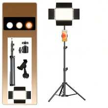 10-Inch LED Panel Light, USB Powered, 43-Inch Adjustable Tripod, 3 Lighting Modes, USB Powered LED Ring Light With Sturdy Metal Stand And Hanging Bracket - Dimmable Video Light, Suitable For Live Streaming, Photography, Videography, Content Creation - Compatible With DSLR/Camcorder/Smartphone - USB Powered LED Panel Light, Suitable For Home Studio Lighting - A - View 4