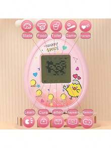 4 Color Random  Electronic Pet Toy, Black & White Screen, Handheld Mini Game Console Pendant, Virtual Pet Raising, Electronic Game Machine Toy, Personalized Heart-Shaped Appearance, Portable Design (Can Be Used As Keychain/Bag Charm), Holiday/Halloween/Christmas/School Gift - Multicolor - View 3