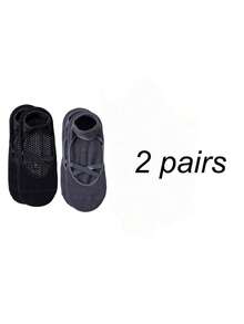 4双装女士防滑瑜伽袜 - 专业防滑设计，适用于跑步、健身、普拉提、芭蕾和地板运动 - 多种颜色可选（黑色、粉色、灰色、红色），带足弓支撑和脚踝缓冲 - 舞蹈和健身爱好者的理想礼物，训练必备 - 彩色 - 查看 5