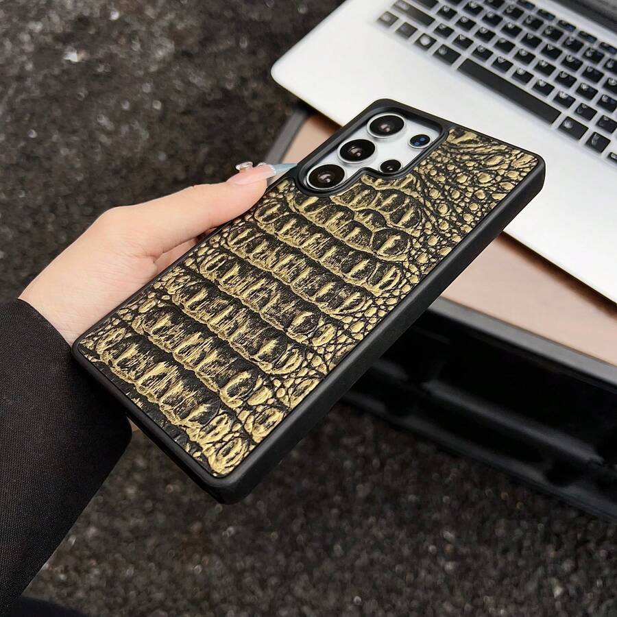 Premium Luxury Business Crocodile Texture PU Leather Phone Case Compatible With Samsung Galaxy S26 Ultra S25 Ultra S24 Ultra S23 Ultra Compatible With IPhone 17 Promax 17 Pro 17 Air - 3D Stereo Texture, Heavy Duty Full Wrap Shockproof Shell