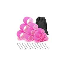 Se- Grip Rollers 30Pcs Set With 3 Sizes (6 Large, 6 Medium, 6 Small) And 12 Clips For Long, Medium, Short Hair Volume - Hồng - Xem 1