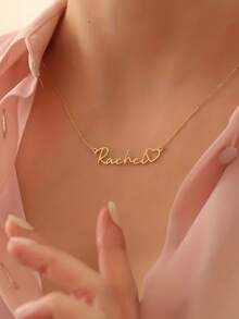 New Stylish And Simple DIY Personalized Valentine's Day Gift: A Heart-Shaped Name Necklace. - Multicolor - View 3