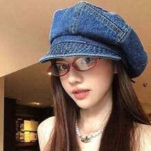Women Beret Hat, Elegant Vintage Solid Soft Painters Cap Artist Hat Casual Daily - Màu xanh lam - Xem 5