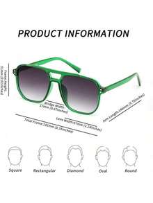 cuadrado gafas de sol para mujeres hombres vintage de moda marco de lentes de sol - 022 Montura verde transparente / lentes gris degradado - Ver 11