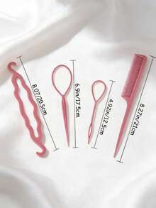 4件套美发饰品及造型工具套装，包括发夹、拉直器、直发器、梳子和造型工具 - 彩色 - 查看 6