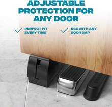 Strongest Home Heavy Duty Door Stopper Wedge (2 Chrome PCs) | Non-Slip Rubber And Metal Door Stop For Heavy Doors | Work On Wood, Tile, Carpet + 2 White Wall Protectors - ColorC - 查看 3