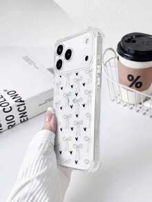 1 件装 - 透明可爱蝴蝶结和心形图案手机壳，兼容 17 Pro Max，四角防震设计，柔软 TPU 材质增强保护，充满少女魅力，完美的 情人节礼物，黑色蝴蝶结。 - 黑色 - 查看 2