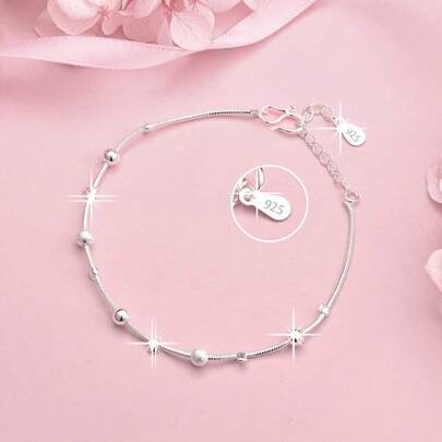 1件925纯银吊坠，简约哑光珠链，男女皆宜的时尚饰品，适合婚礼、派对、圣诞节、生日礼物