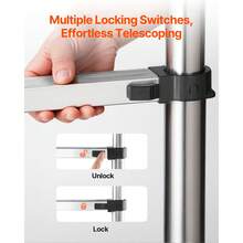 Escalera telescópica, Escalera de extensión ligera de acero inoxidable de 8,5 pies, Escaleras plegables de retracción de múltiples botones, Capacidad 330LBS y pies antideslizantes, Escaleras portátiles de 9 pasos para el hogar, RV, Loft - Unitalla - Ver 4