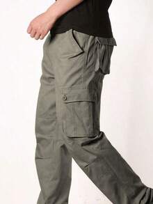 Pantalón de exterior informal y versátil Corte relajado, múltiples bolsillos - Verde militar - Ver 4